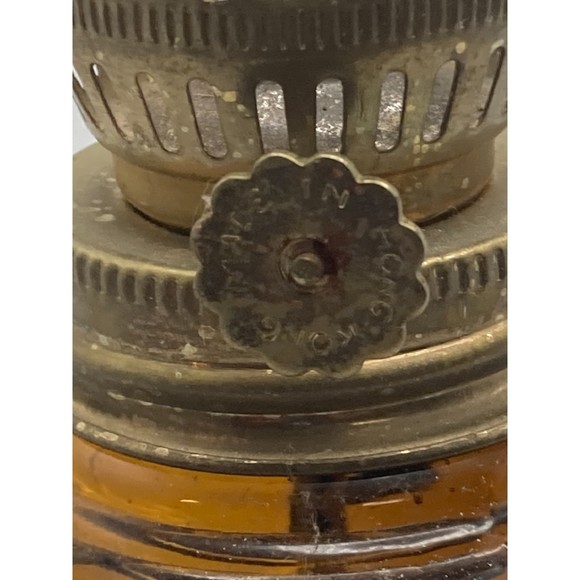 Mini Oil / Kerosene Amber Glass Lamp with Globe Graphics 5.25" Tall 2.75" @ Base - Picture 8 of 10